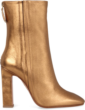 Metallic leather ankle boots-1